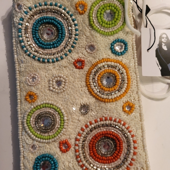 Boho Crossbody Club Bag Bamboo Trading Co. NEW Retro Sequins & Beads Lin… - Picture 3 of 7